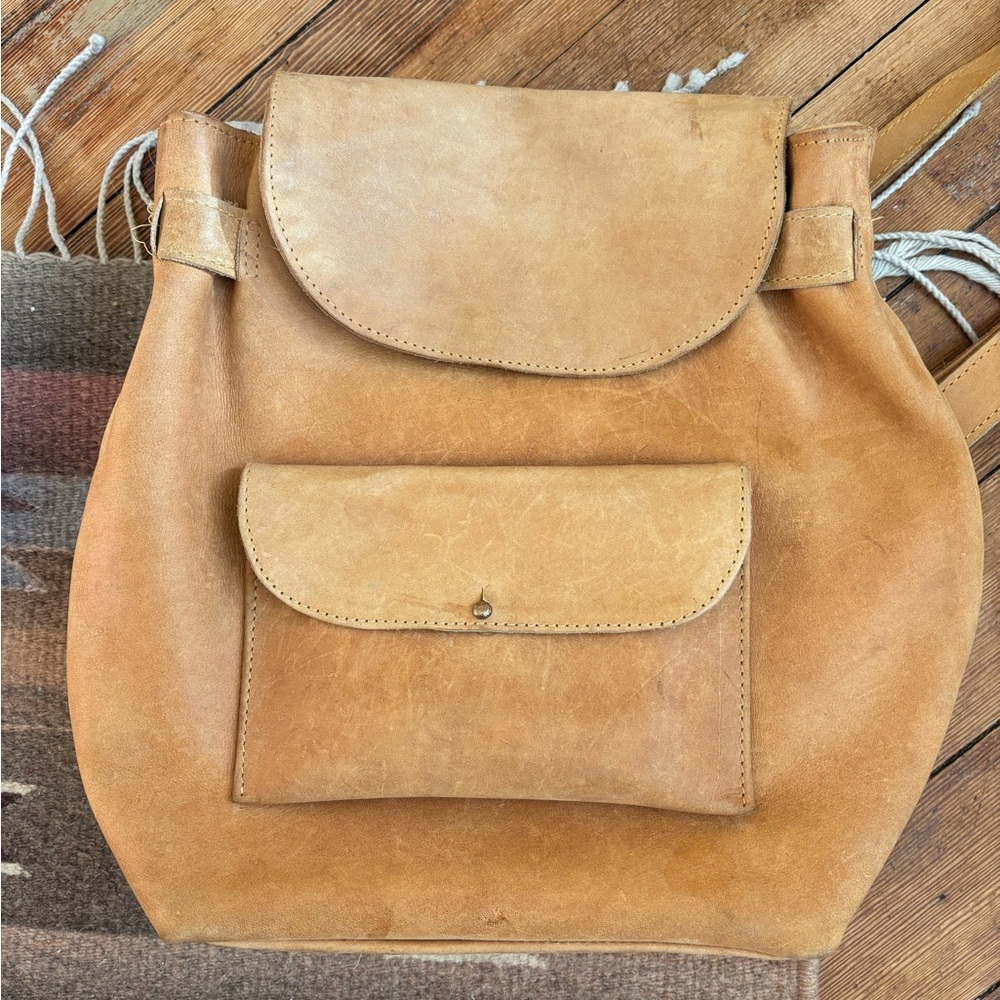 Noonday Collection Tan Leather Backpack